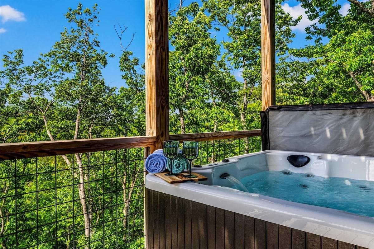 bubbles bubbles bubbles soak away the stress in our 6 person hot tub